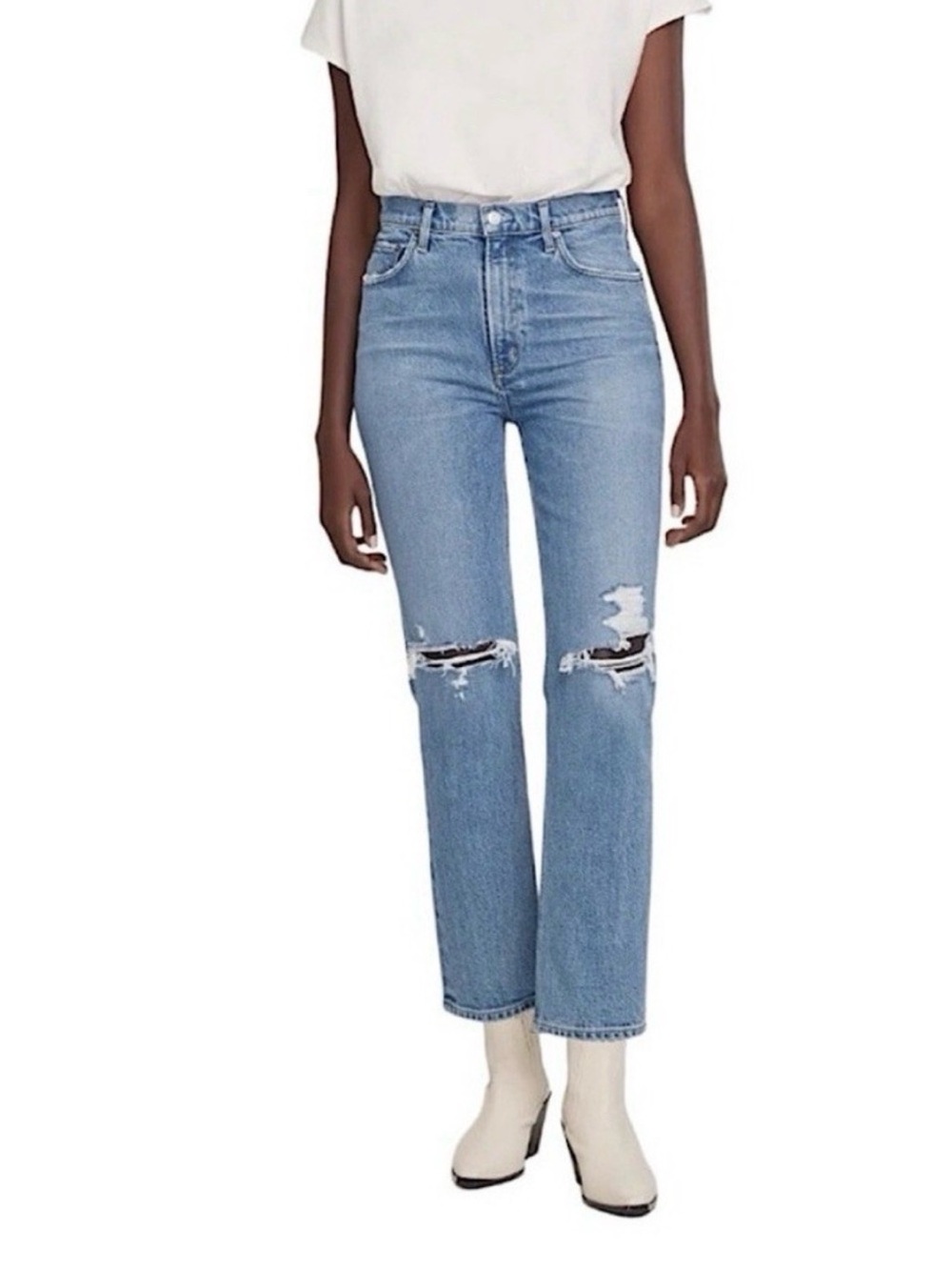 💙 AGOLDE Wilder Jeans Size 28 Organic Cotton Rayon Blend Distressed